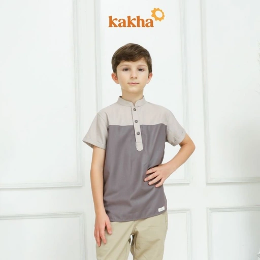 Image of CLEARANCE SALE - Kakha - Koko Anak Raya Grey Lavender / Kemeja Koko Anak Laki-Laki / Baju Koko Anak