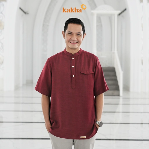 Image of Kakha x Dude Harlino - Koko Ayah Pendek Akasia / Baju Koko Ayah / Baju Muslim / Baju Couple Keluarga