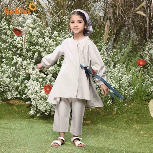 Image of CLEARANCE SALE - Kakha - Set Tunik Anak Antalya Series Light Grey / Setelan Baju Anak Perempuan / Baju Couple Ibu Anak 
