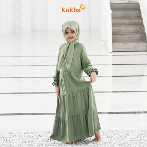 Image of Kakha x Alyssa Soebandono - Gamis Anak Mahakam / Baju Muslim Anak Perempuan / Gamis Anak Muslim / Baju Couple Keluarga