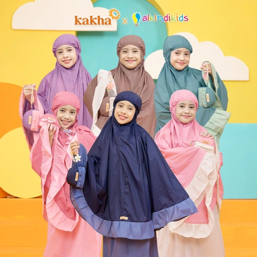 Image of Kakha - Mukena Anak Rainbow Series (1-12 tahun) / Mukena Travel / Mukena Parasut / Mukena Mini