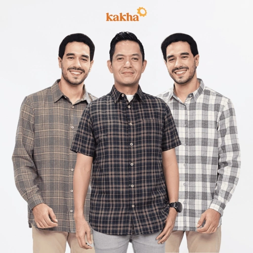Image of Kakha - Kemeja Flannel Pria / Kemeja Flanel Pendek / Kemeja Pria