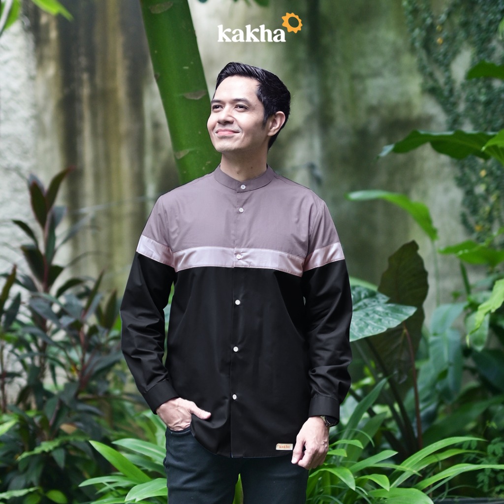 Qolbi Black - Kemeja Koko Ayah Panjang