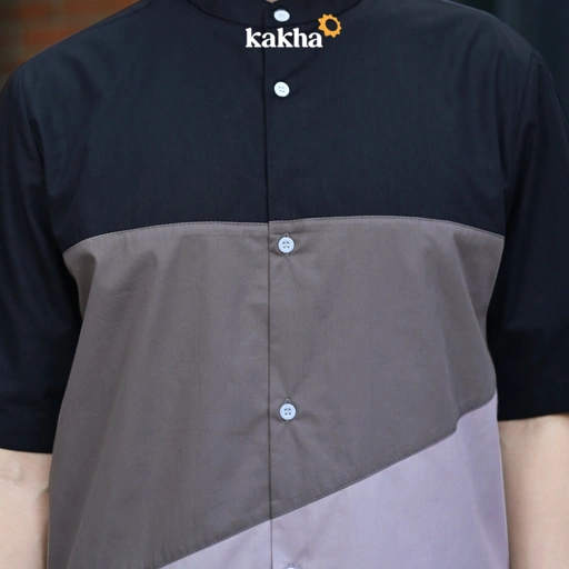 Image of Kakha x Dude Harlino - Osman Series (Black) / Kemeja Koko Pria / Baju Koko Pria / Kemeja Pria / Koko Dewasa / Baju Koko Dewasa