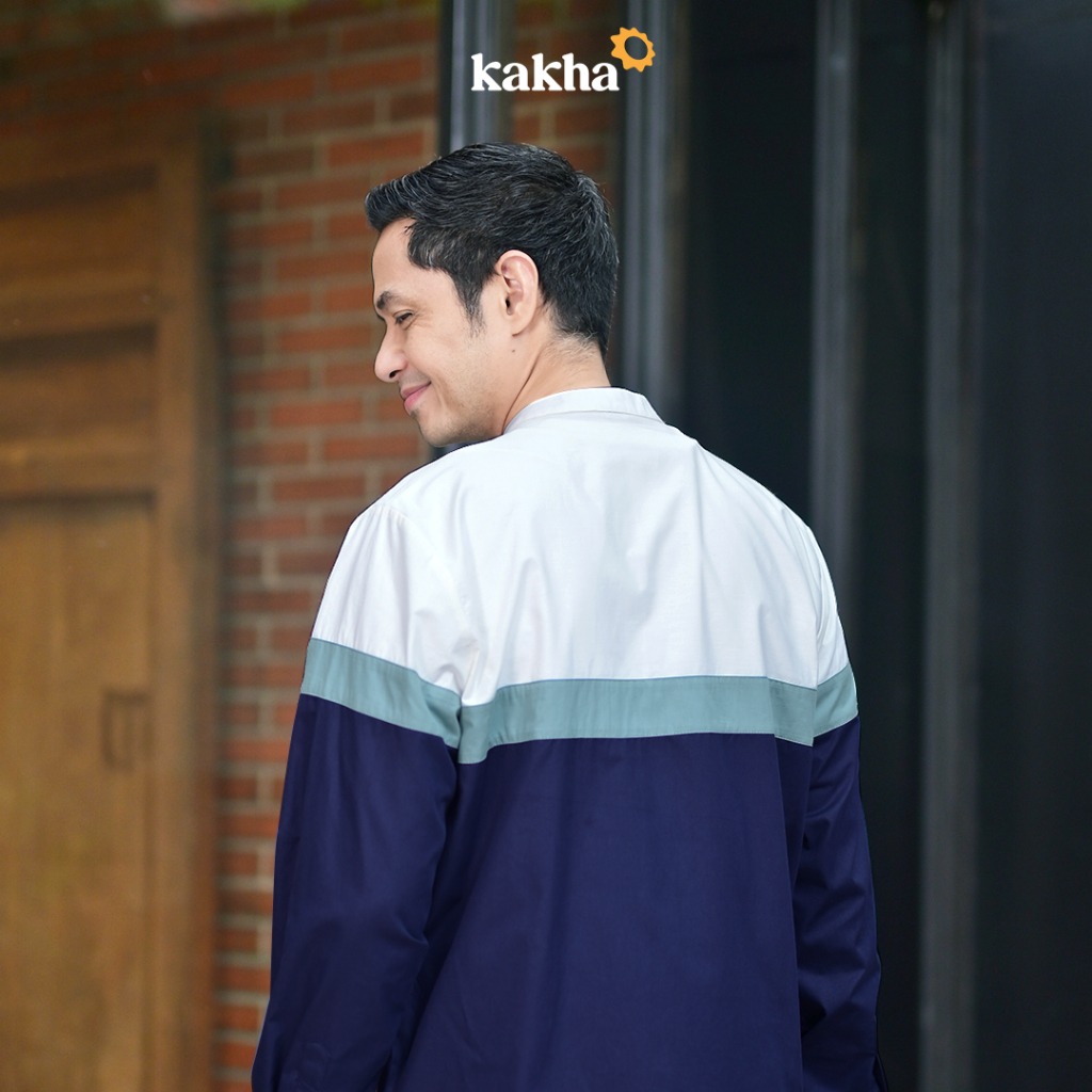 Qolbi Navy - Kemeja Koko Ayah Panjang