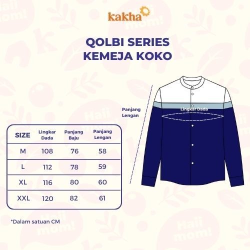 Qolbi Navy - Kemeja Koko Ayah Panjang