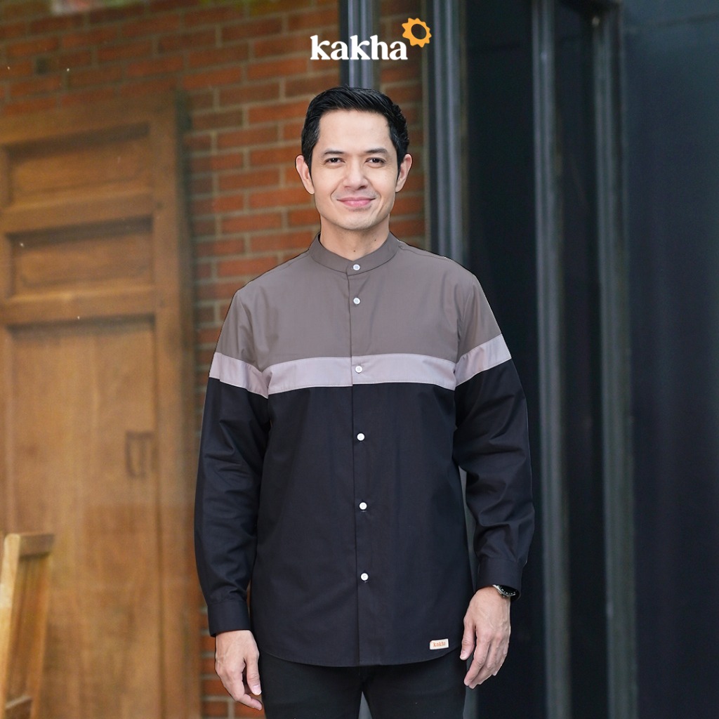Qolbi Black - Kemeja Koko Ayah Panjang