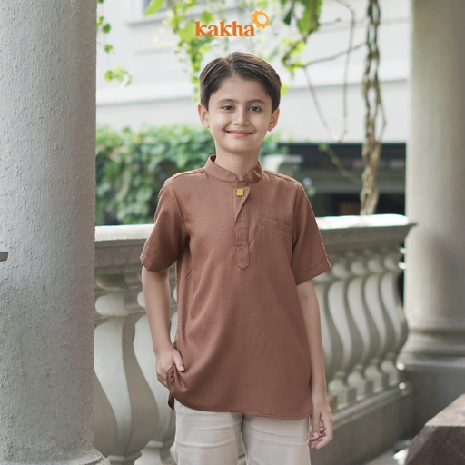 Image of Kakha x Dude Harlino - Koko Anak Pendek Cendana / Baju Koko Ayah / Baju Muslim / Baju Couple Keluarga