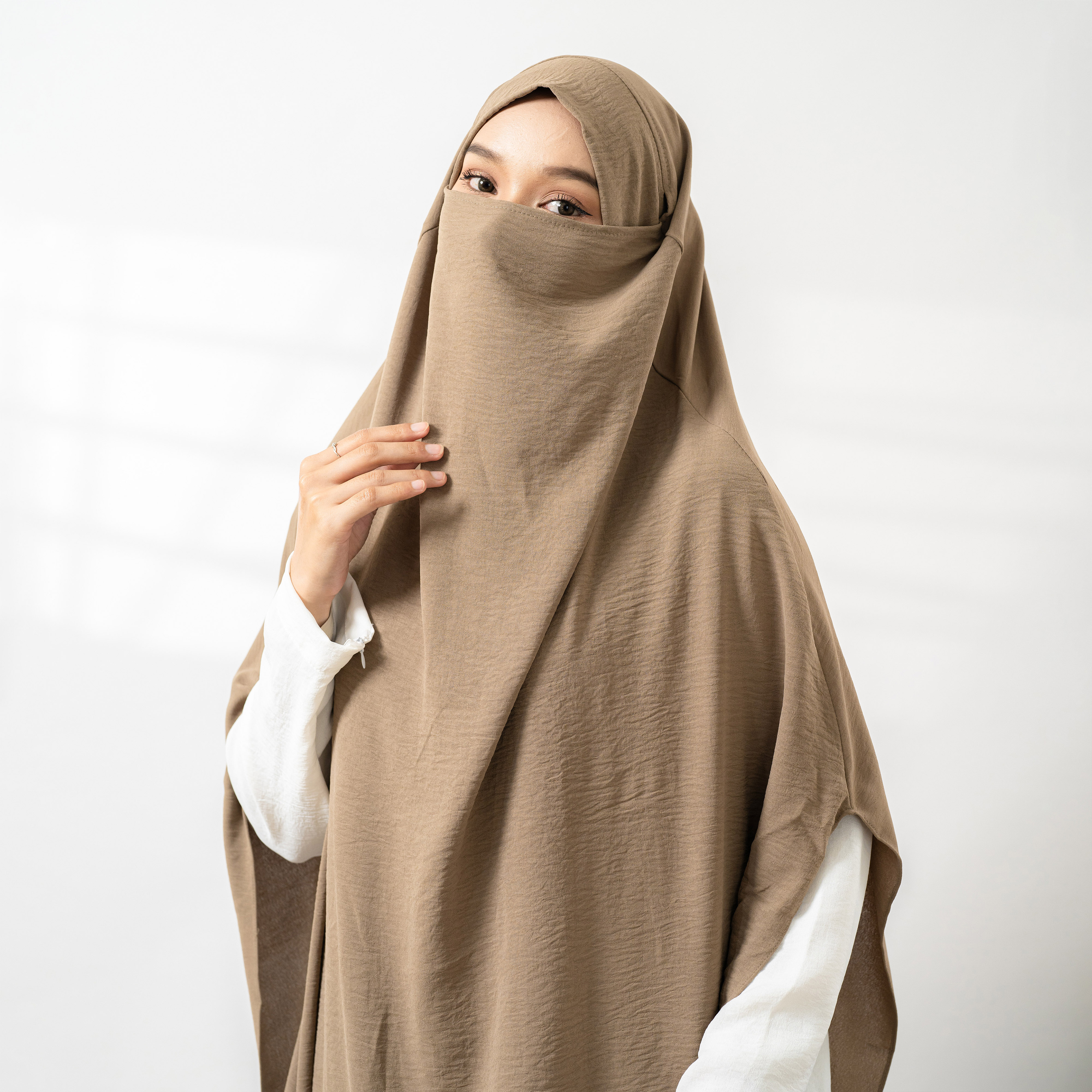 Qiana Long French Khimar Instant | Hijab Khimar Cringkle Syari By Umnawear