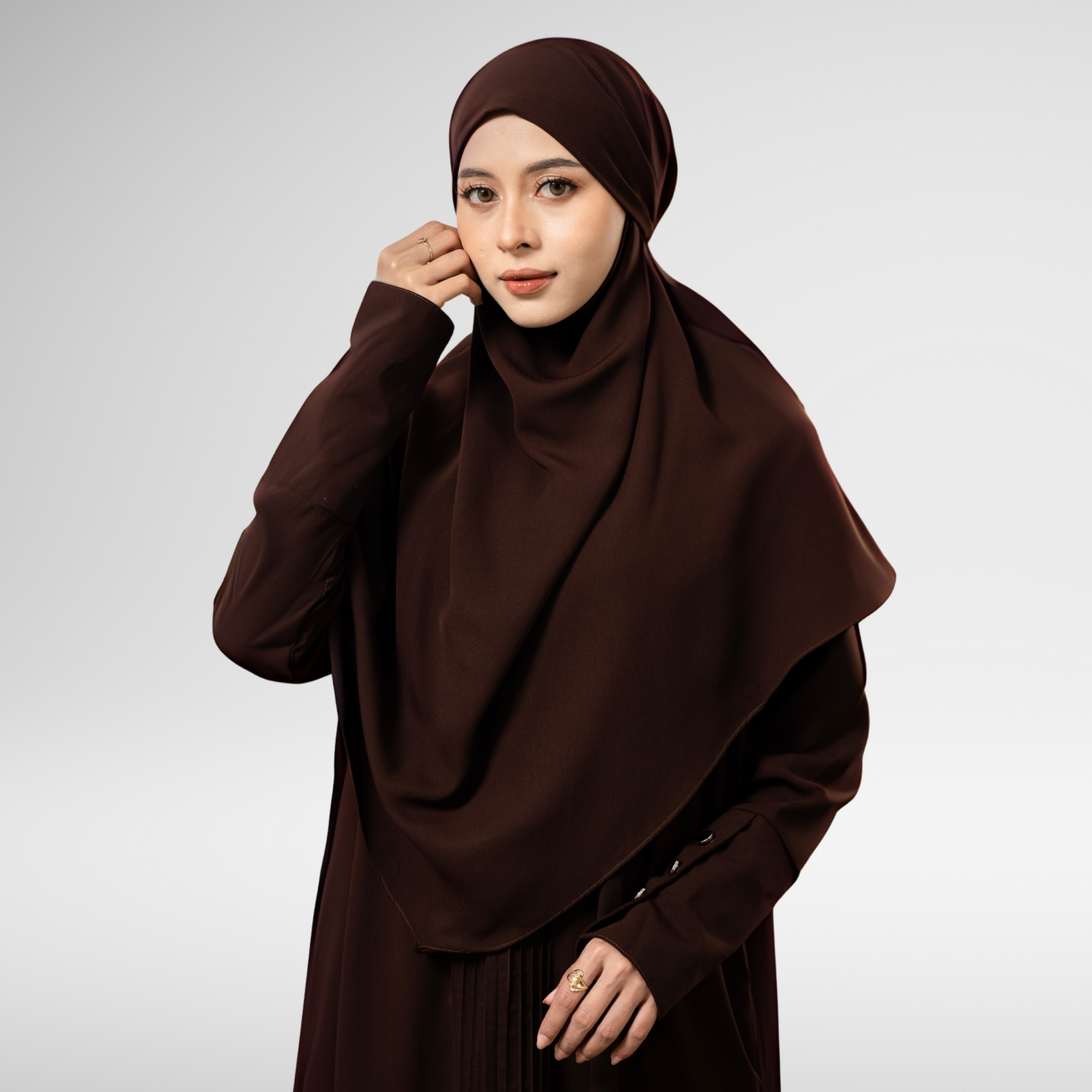 Deena Gamis Set French Khimar Abaya Syari Pergelangan Kancing Natail Umroh Lebaran By Umnawear