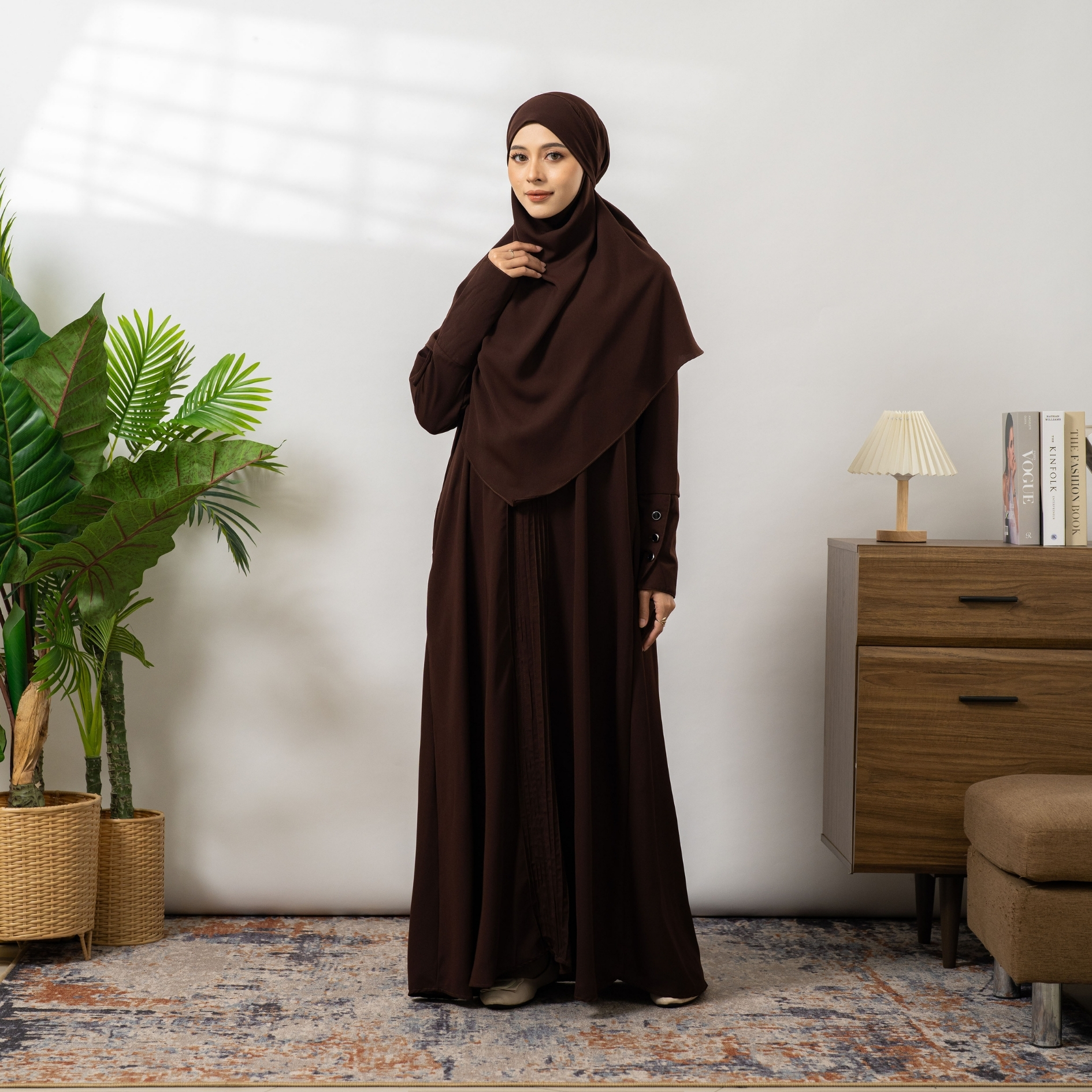 Deena Gamis Set French Khimar Abaya Syari Pergelangan Kancing Natail Umroh Lebaran By Umnawear
