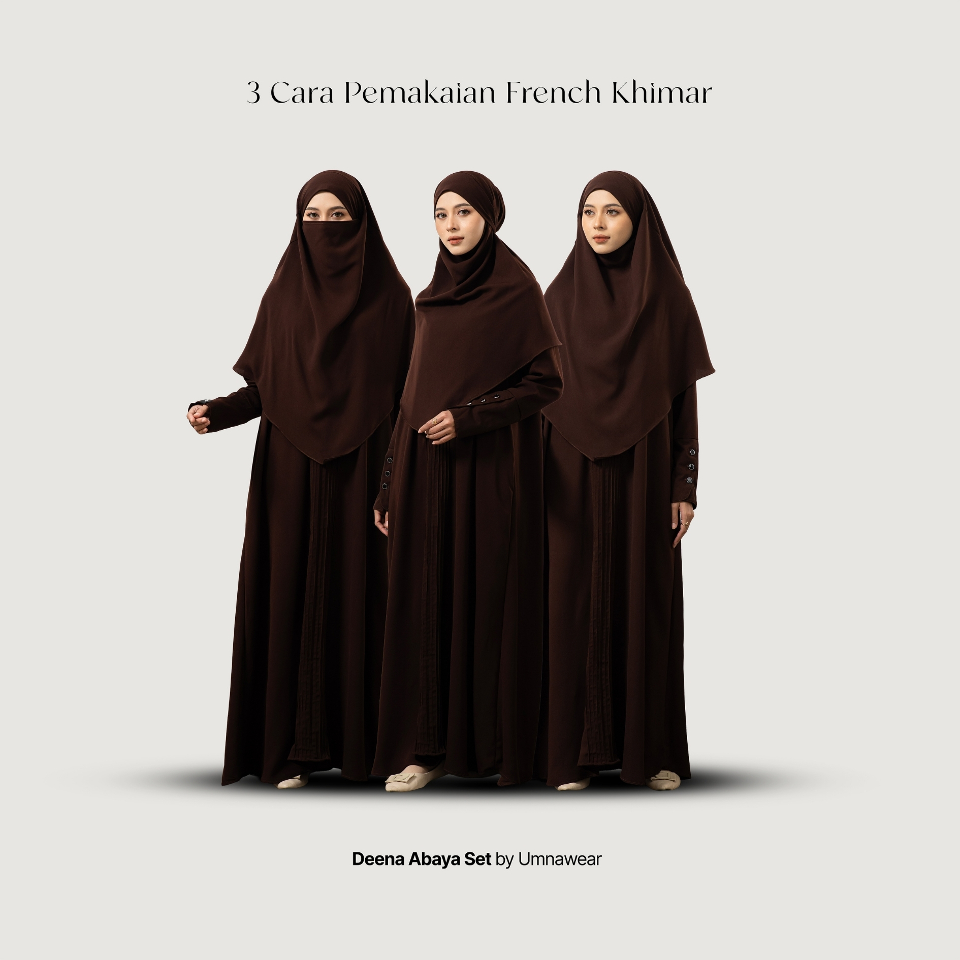 Deena Gamis Set French Khimar Abaya Syari Pergelangan Kancing Natail Umroh Lebaran By Umnawear