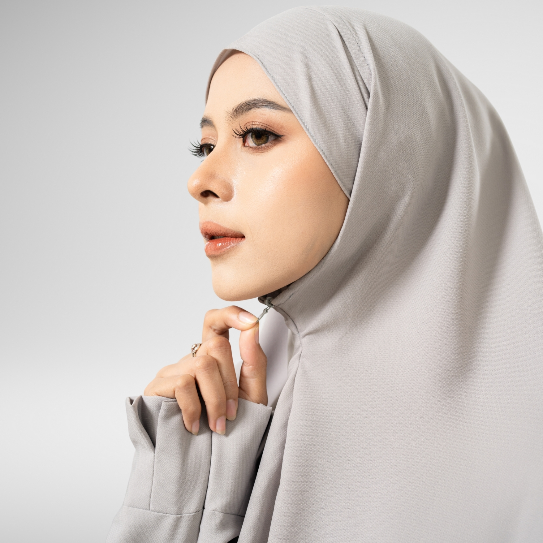 Hanna Abaya Set French Khimar Bahan Natail Gamis Pergelangan Rempel Syari Umroh Lebaran By Umnawear
