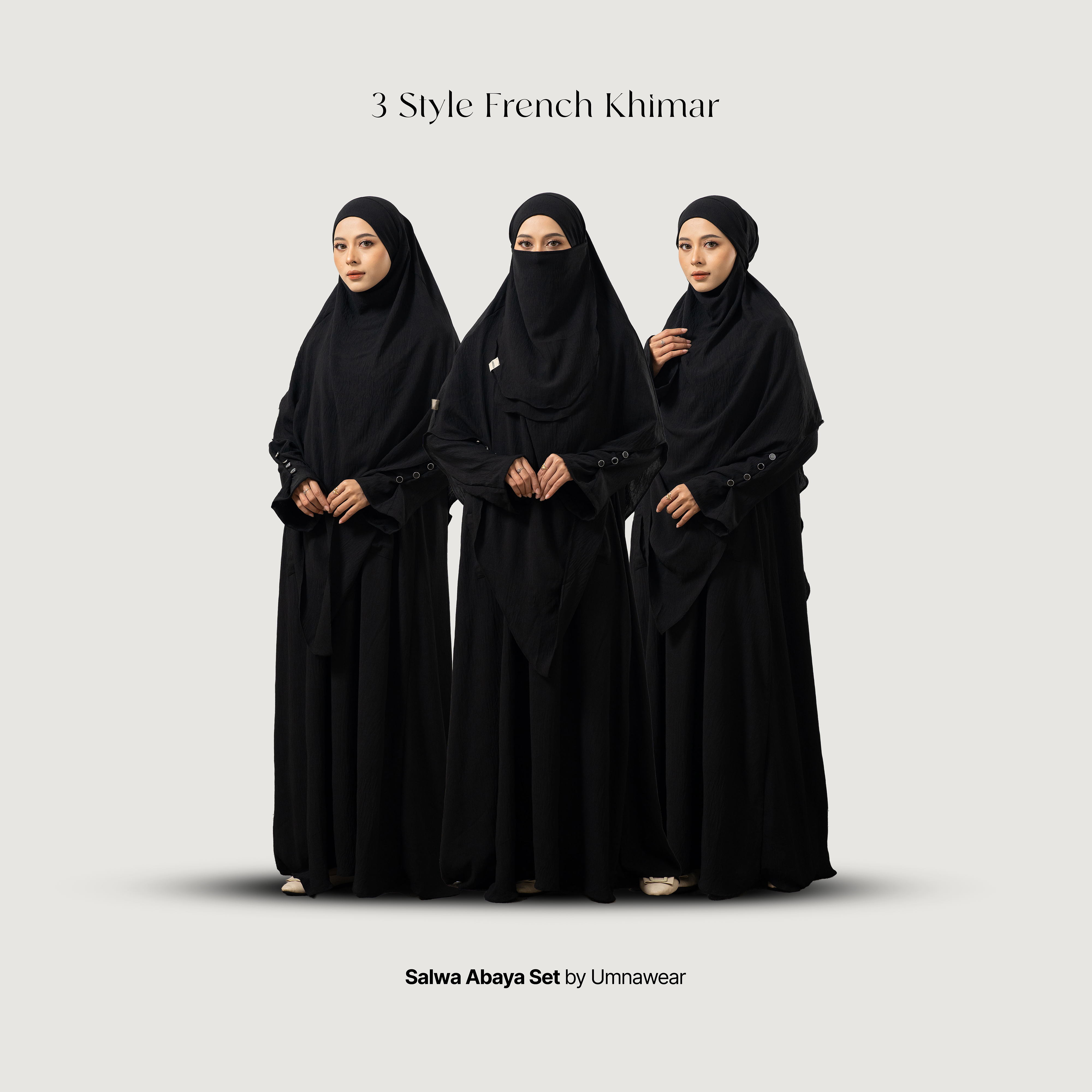 Salwa Set French Khimar | Abaya Syari Gamis Set Umroh Haji by Umnawear
