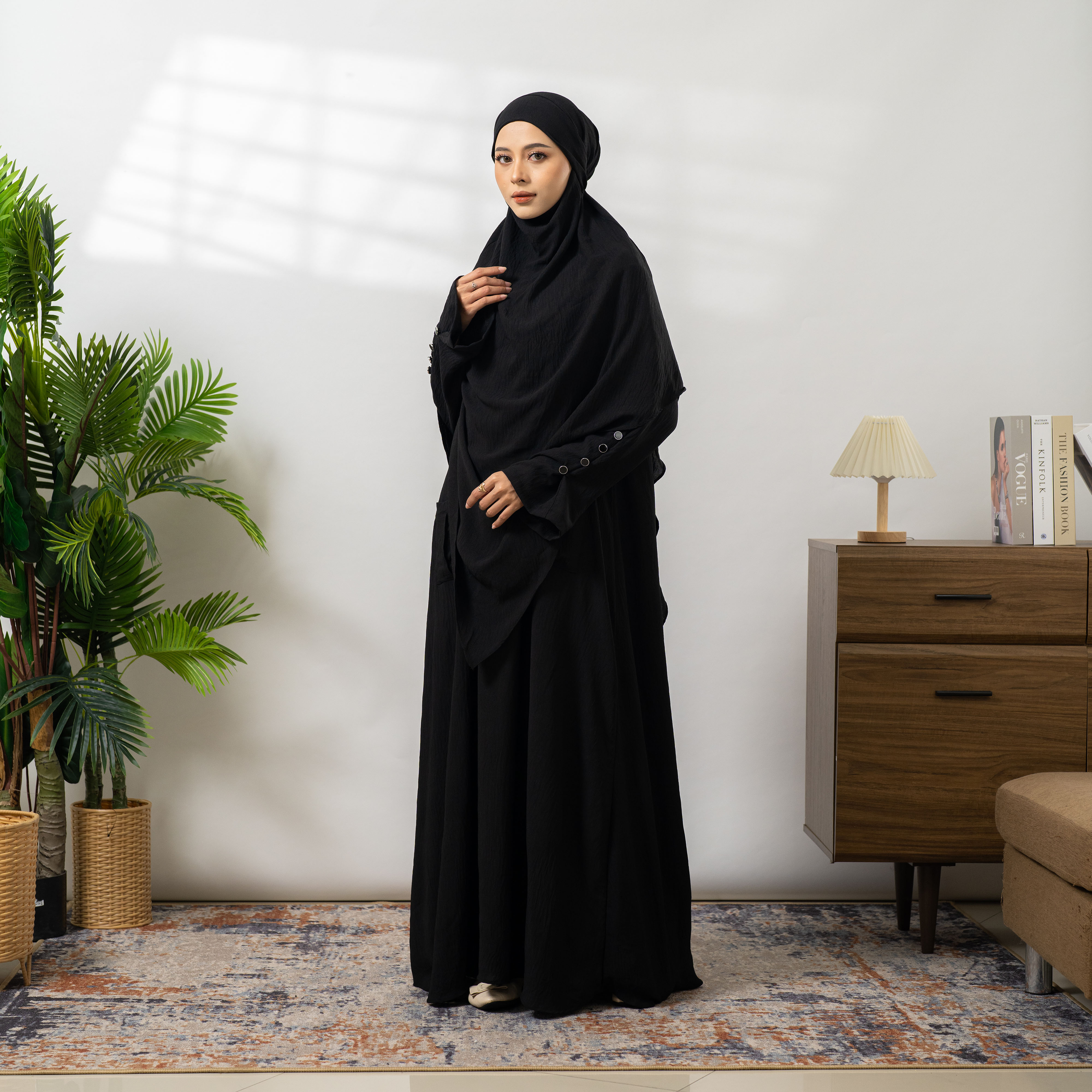 Salwa Set French Khimar | Abaya Syari Gamis Set Umroh Haji by Umnawear