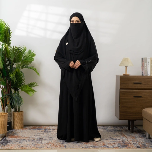 Image of Salwa Set French Khimar | Abaya Syari Gamis Set Umroh Haji by Umnawear