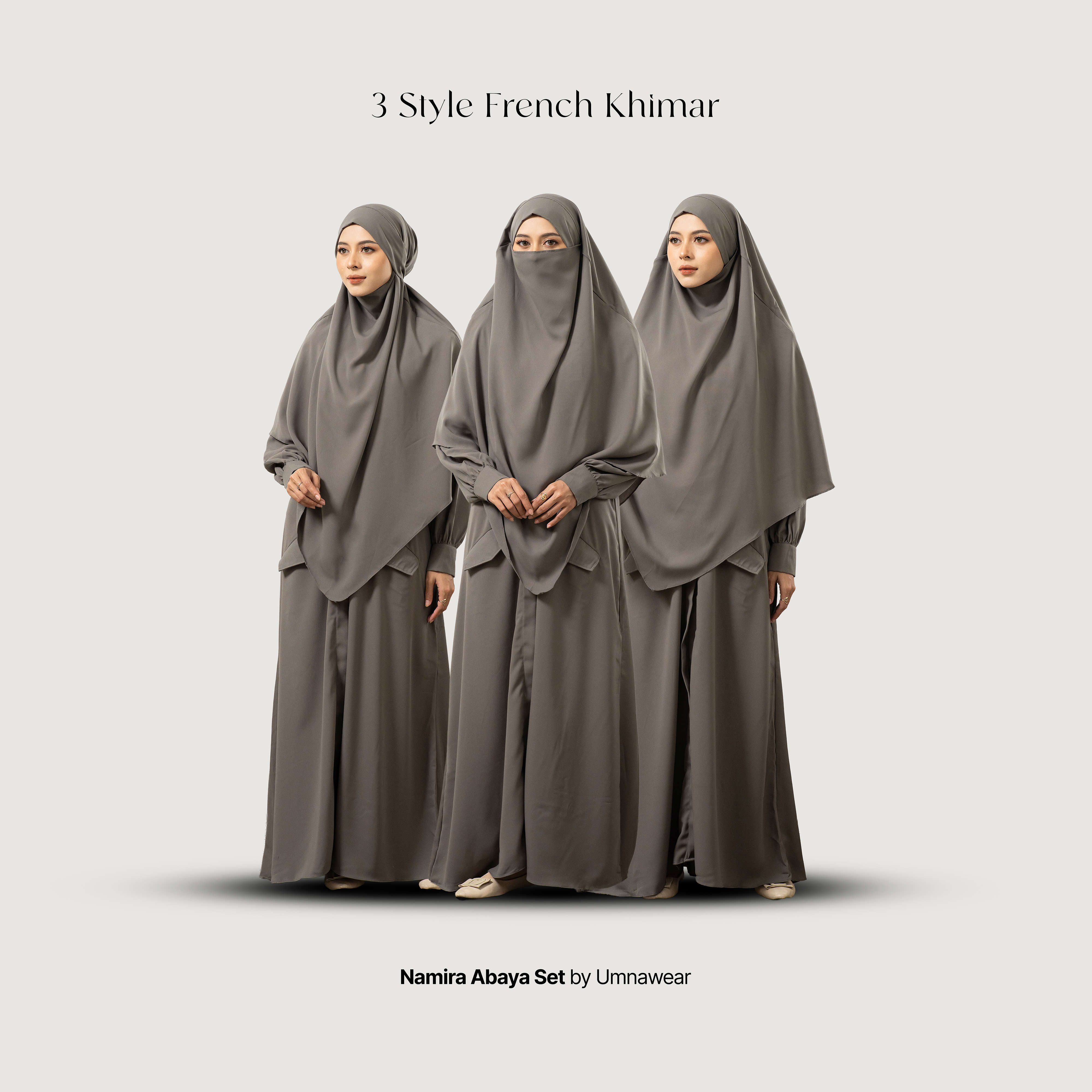 Namira Gamis Set French Khimar Bahan Madeline Terbaru Abaya Syari Umroh Haji hari Lebaran By Umnawear