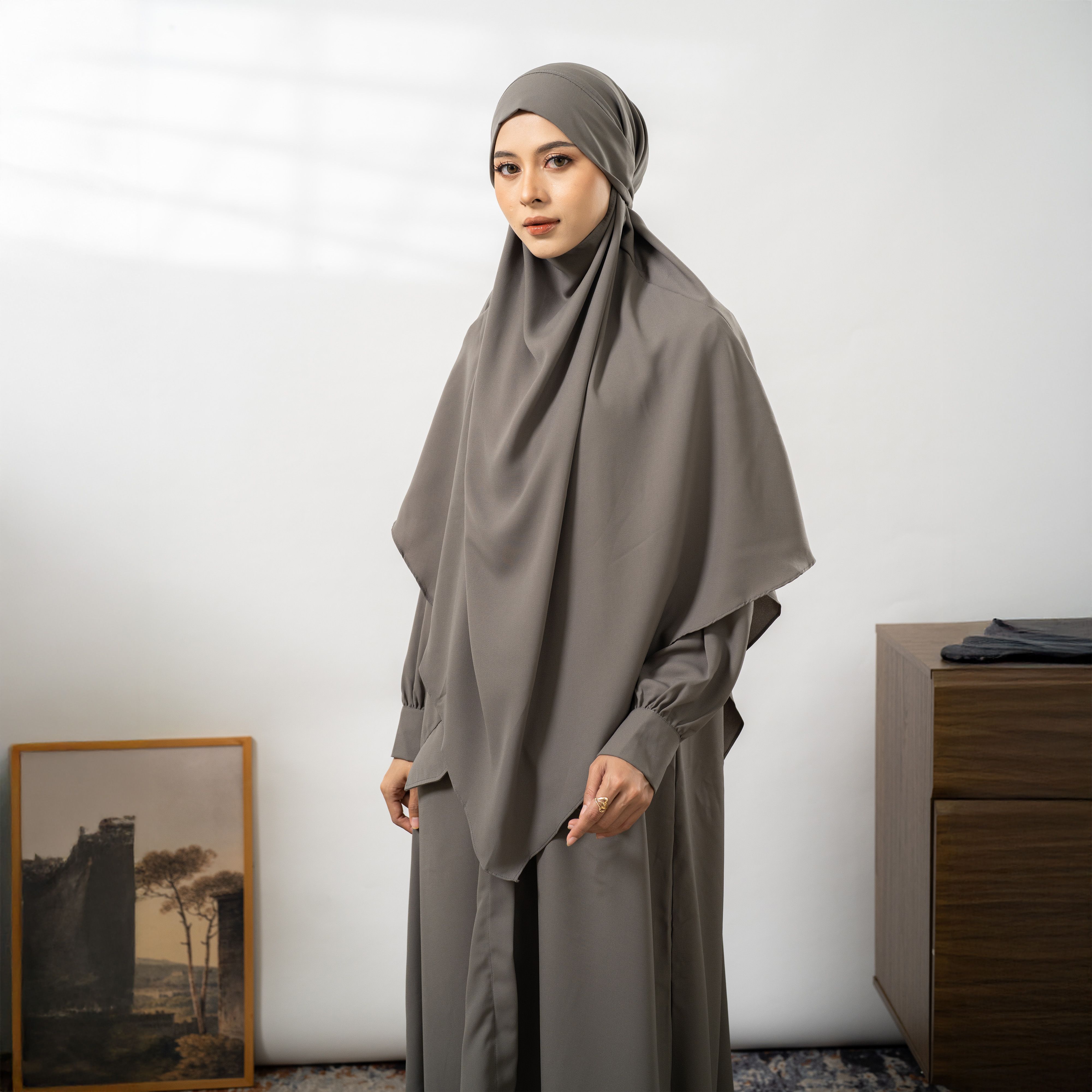 Namira Gamis Set French Khimar Bahan Madeline Terbaru Abaya Syari Umroh Haji hari Lebaran By Umnawear