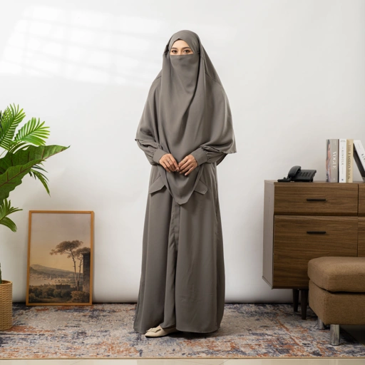 Image of Namira Gamis Set French Khimar Bahan Madeline Terbaru Abaya Syari Umroh Haji hari Lebaran By Umnawear