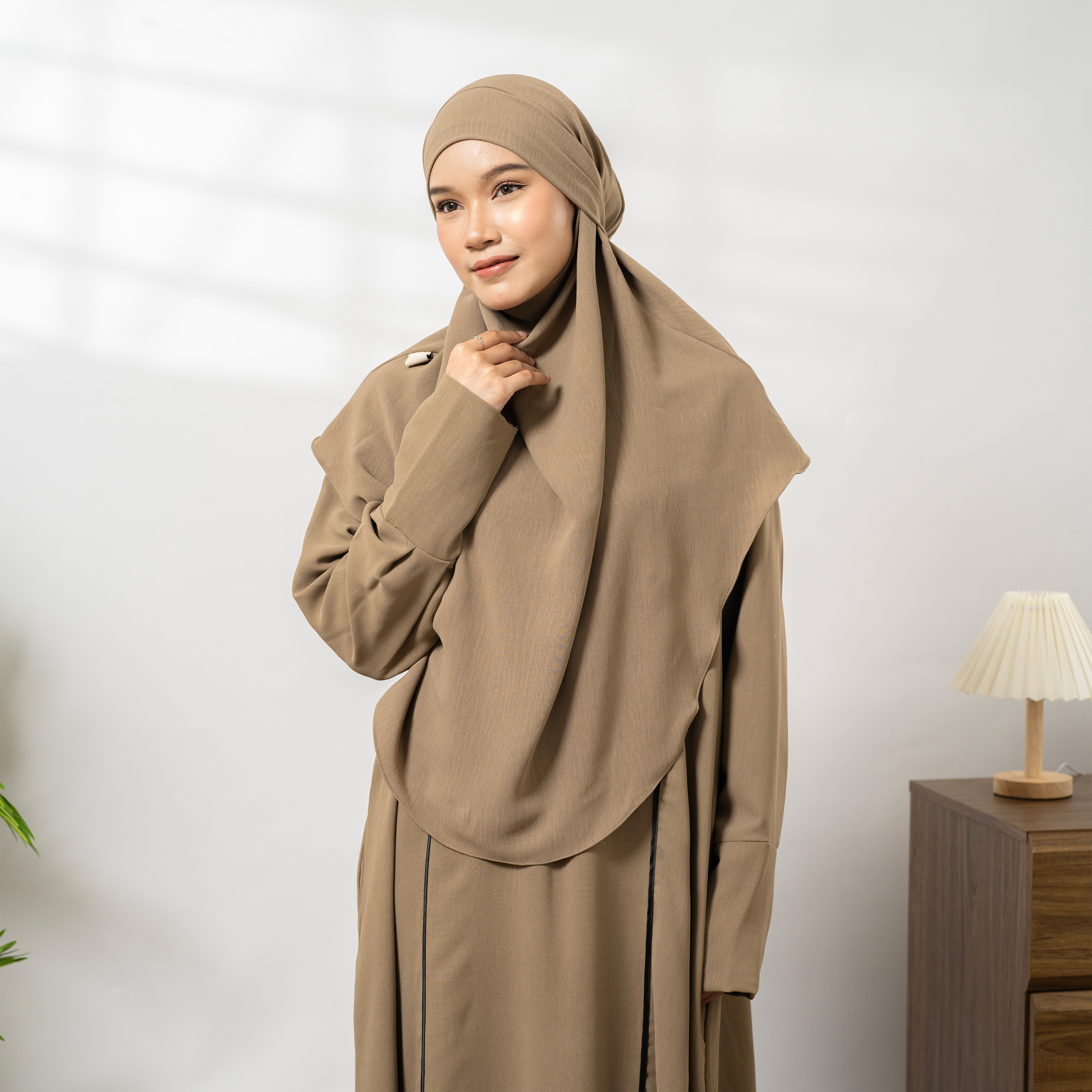 Faheera Abaya Set French Khimar Wanita Gamis Syari Umroh (Abaya List set Hijab) By Umnawear
