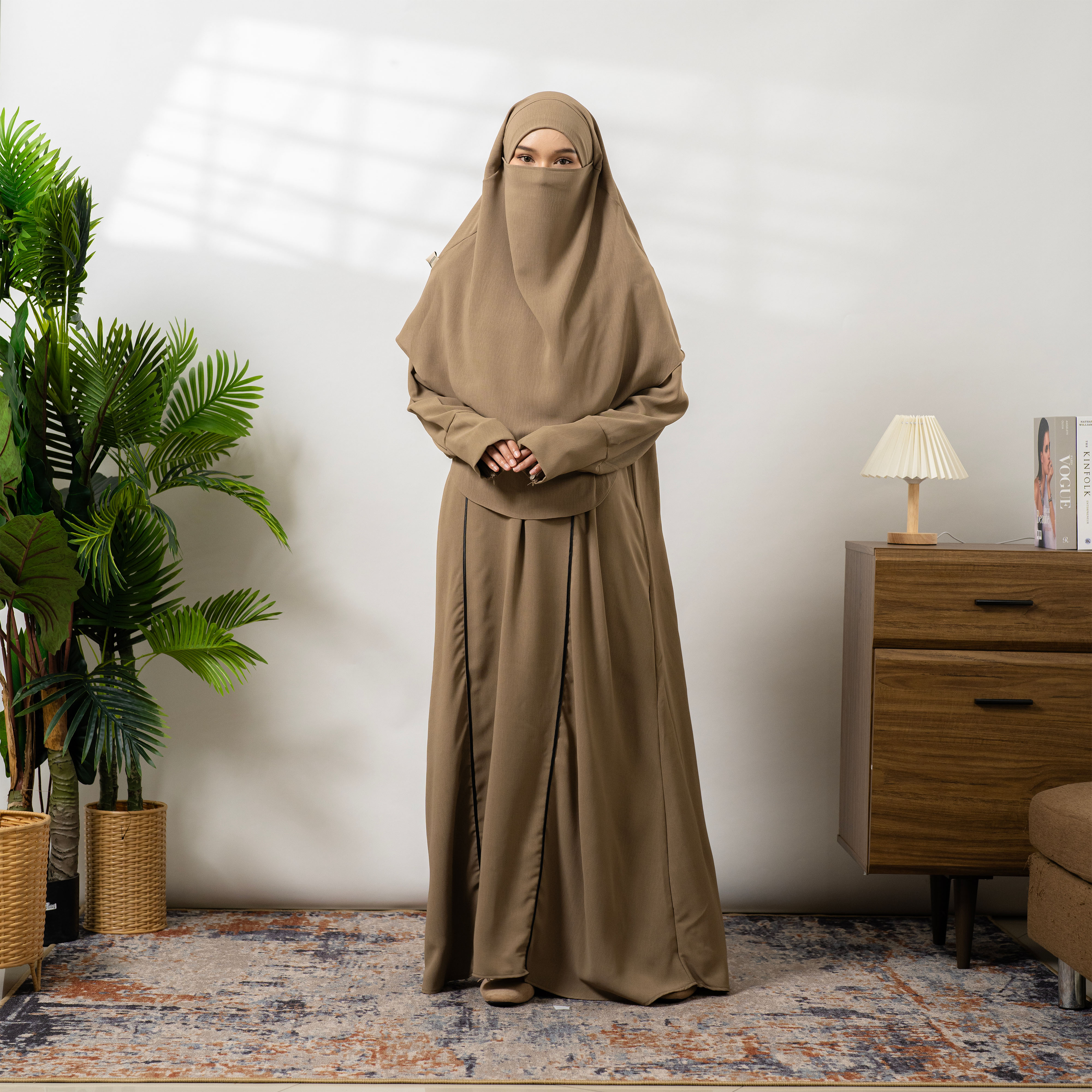 Faheera Abaya Set French Khimar Wanita Gamis Syari Umroh (Abaya List set Hijab) By Umnawear