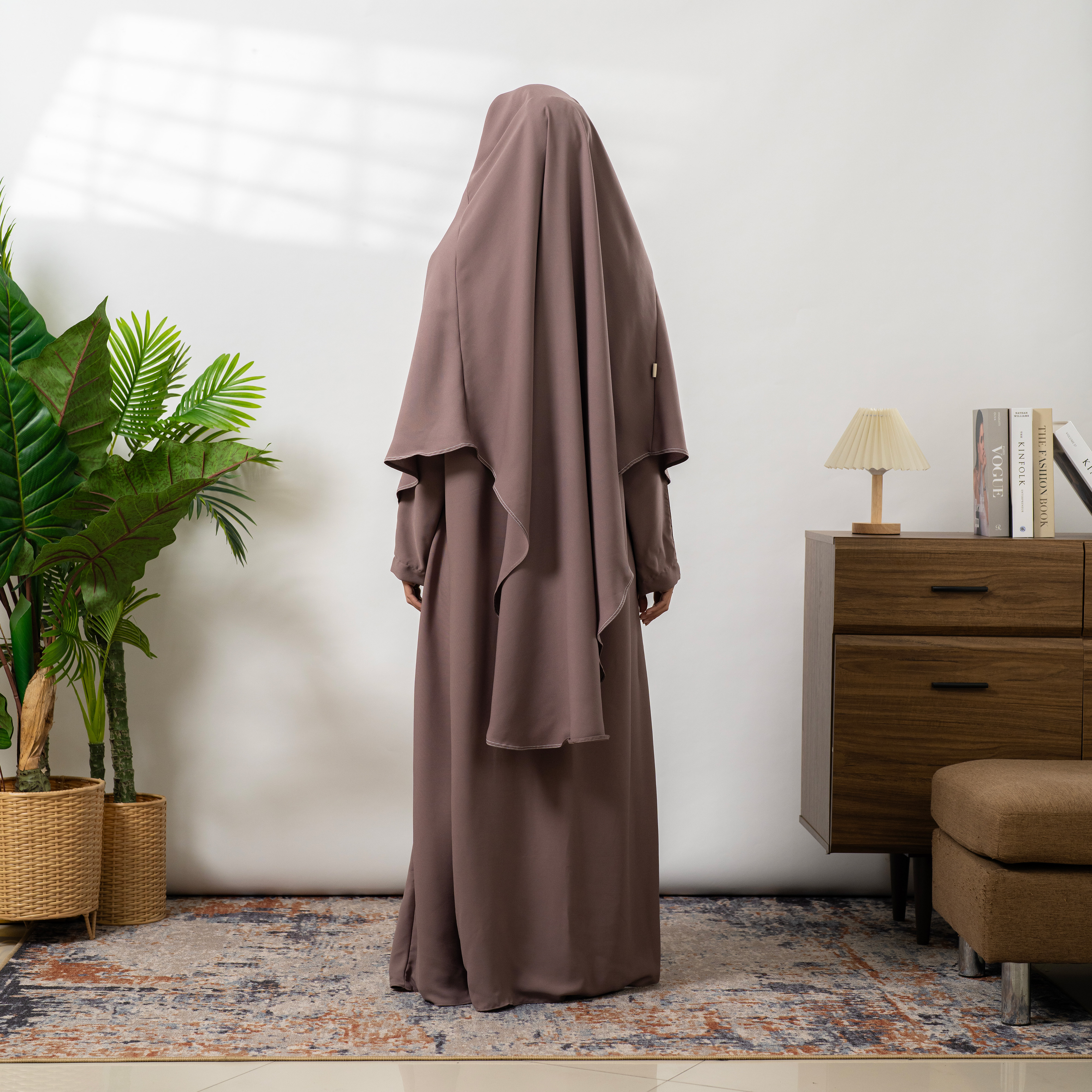 Miskha Abaya Gamis Set French Khimar Bahan Natail Terbaru Syari Haji Umroh hari Lebaran By Umnawear