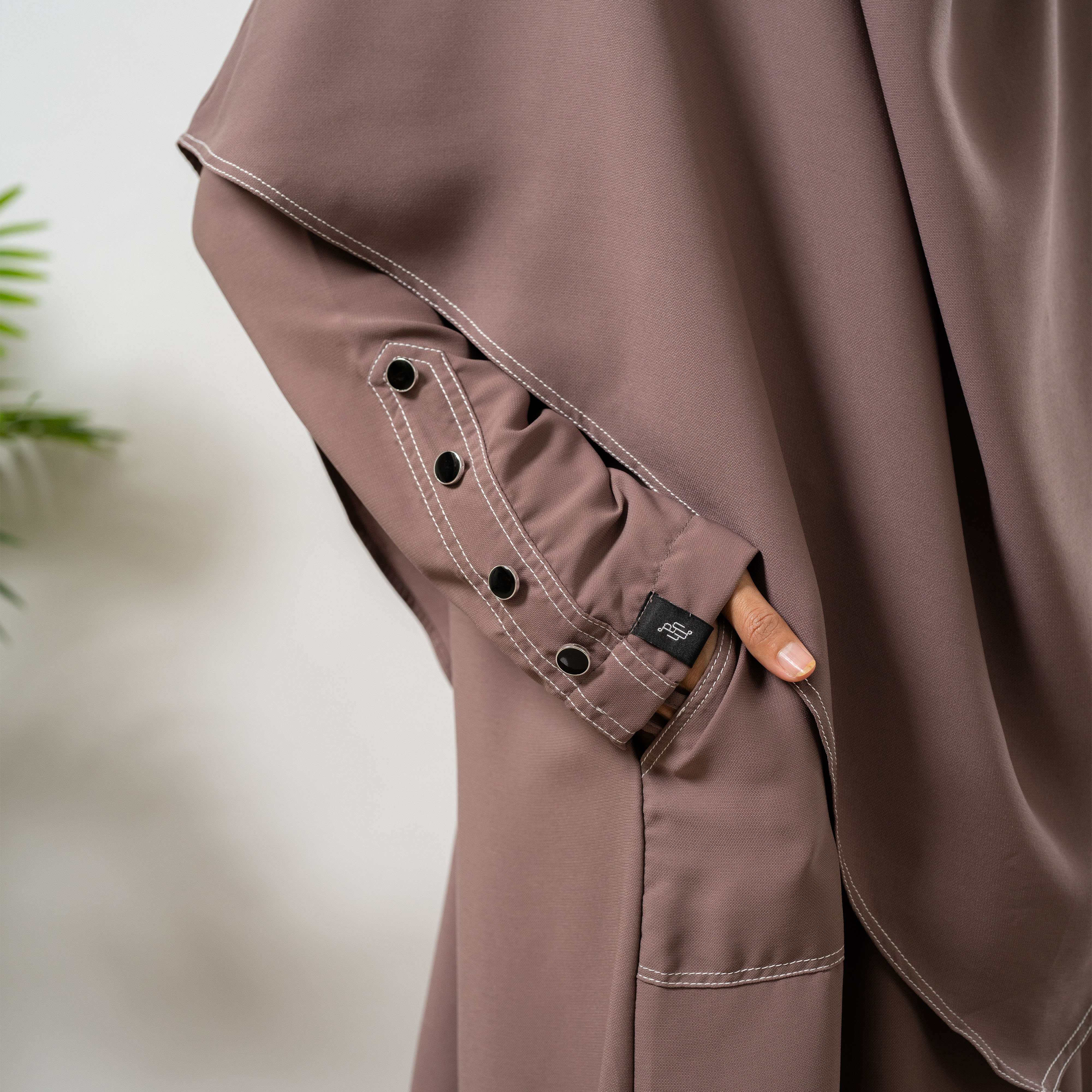 Miskha Abaya Gamis Set French Khimar Bahan Natail Terbaru Syari Haji Umroh hari Lebaran By Umnawear