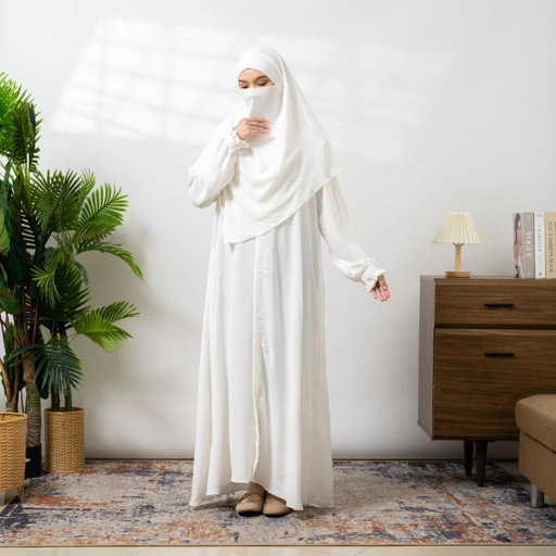 Image of Mecca Abaya Set French Khimar Syari Umroh Haji Gamis FK Lebaran dan hari Raya Terbaru By Umnawear