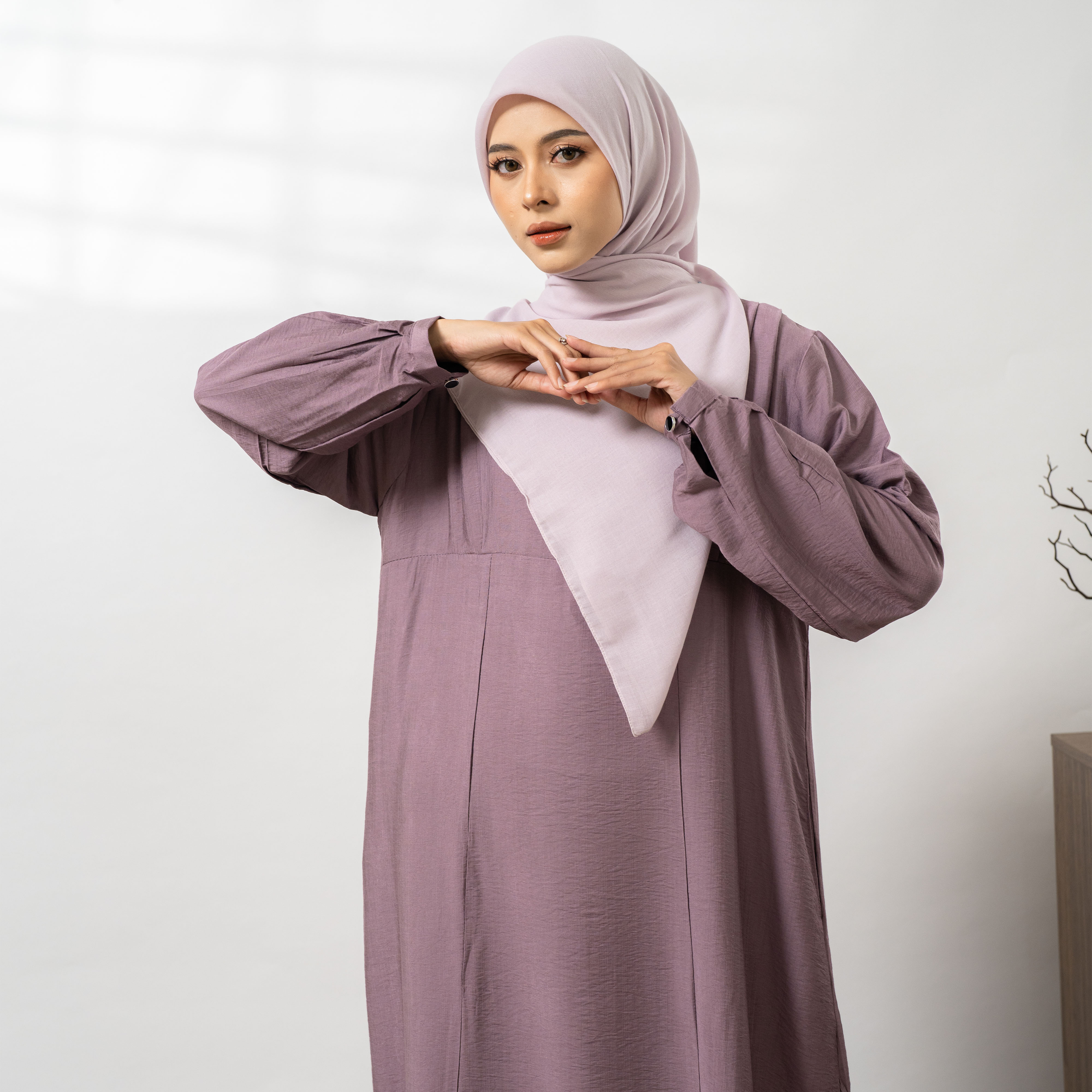 Arafa Dress Muslimah Syari Busui Friendly Gamis Tali Pinggang Polos Basic By Umnawear