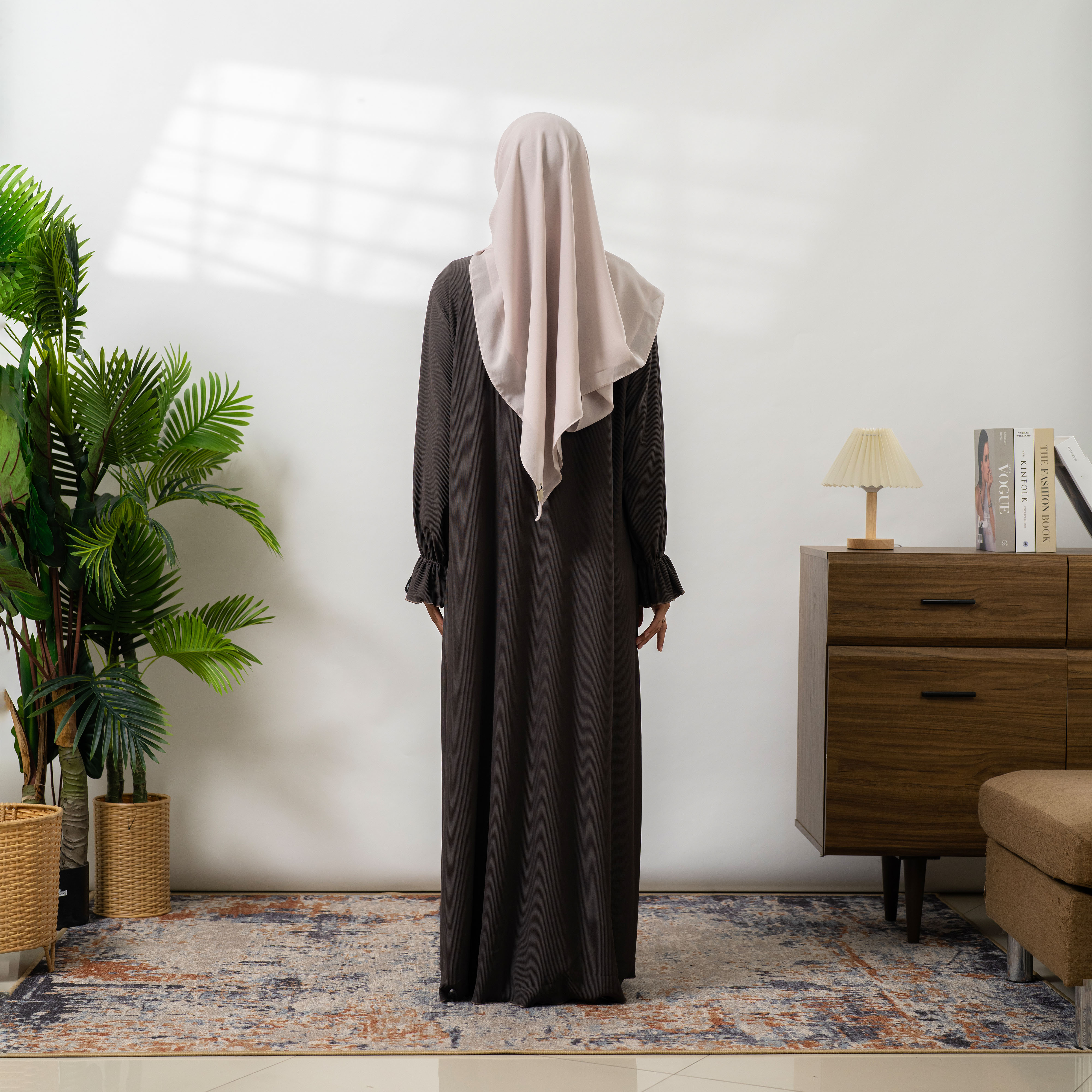 Hafsah Dress Pleats Knit Simple Premium Busui By Umnawear - Gamis Basic Long Bumil friendly