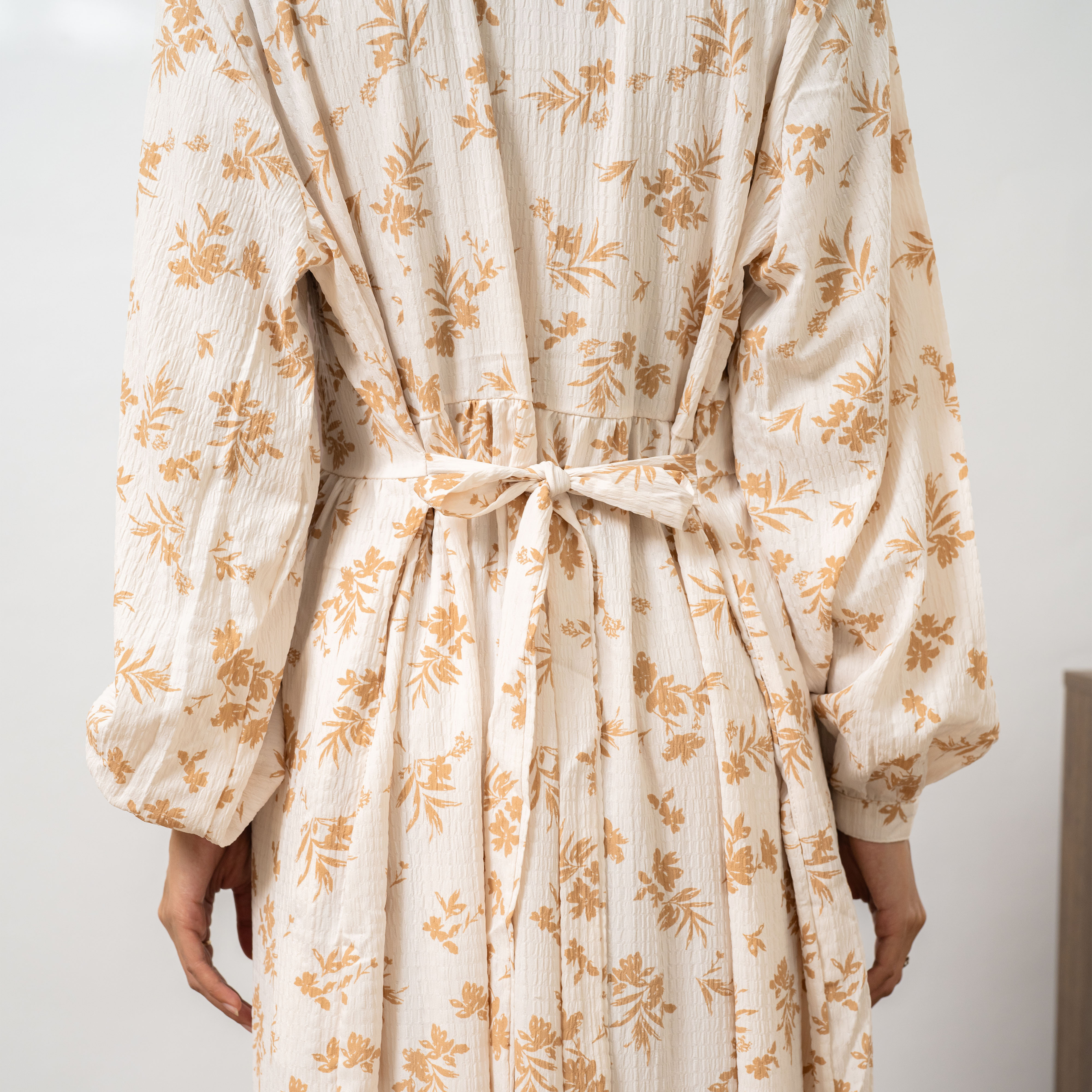 Meira Dress Muslim Motif bunga Syari Busui Friendly Gamis Abaya Sehari - hari Basic by Unnawear