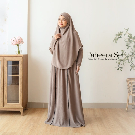 Image of Faheera Abaya Set French Khimar Wanita Gamis Syari Umroh (Abaya List set Hijab) By Umnawear