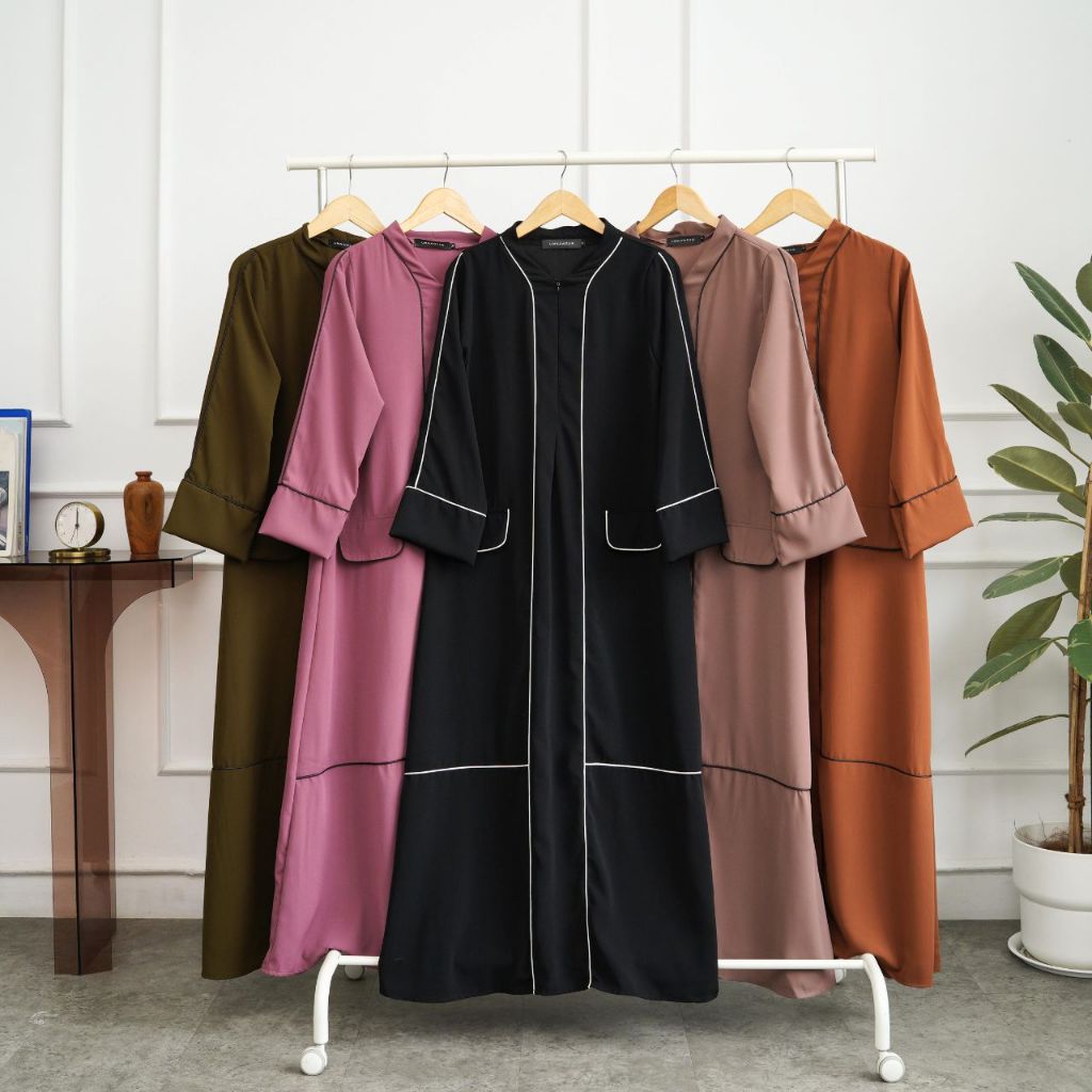 Ameenah Abaya Syari Umroh Elegan Nyaman | Gamis Abaya Hitam Turkey Baju Muslim By Umnawear
