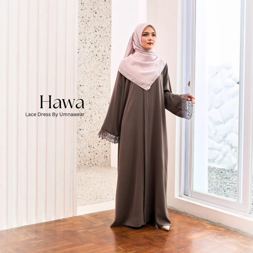 Image of Hawa Abaya Renda Lace Elegan Busui Syari By Umnawear - Baju Gamis Umroh Haji Lebaran Premium