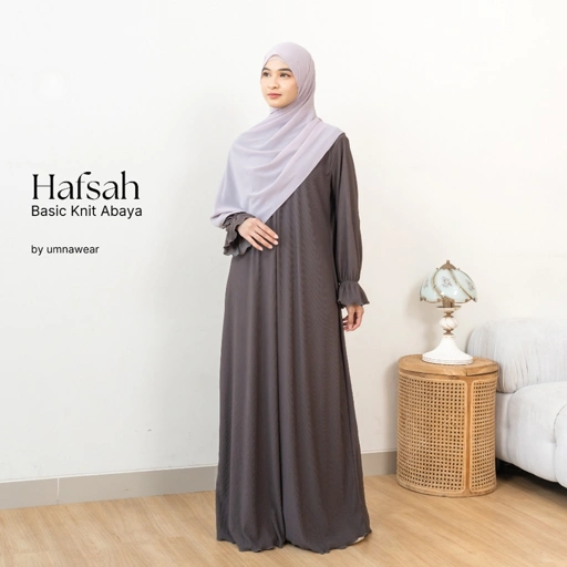 Image of Hafsah Dress Pleats Knit Simple Premium Busui By Umnawear - Gamis Basic Long Bumil friendly
