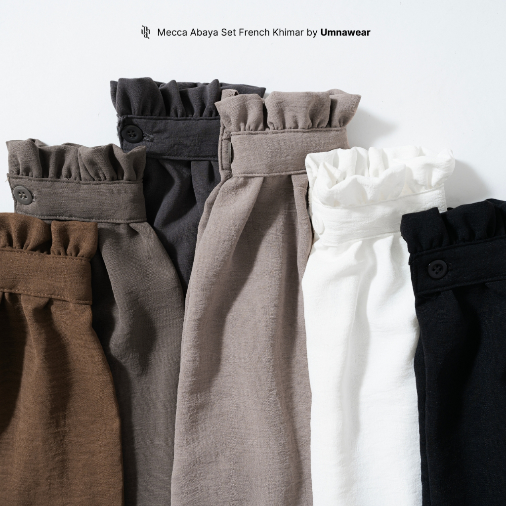 Mecca Abaya Set French Khimar Syari Umroh Haji Gamis FK Lebaran dan hari Raya Terbaru By Umnawear