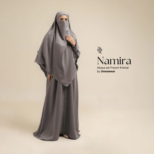 Image of Namira Gamis Set French Khimar Bahan Madeline Terbaru Abaya Syari Umroh Haji hari Lebaran By Umnawear