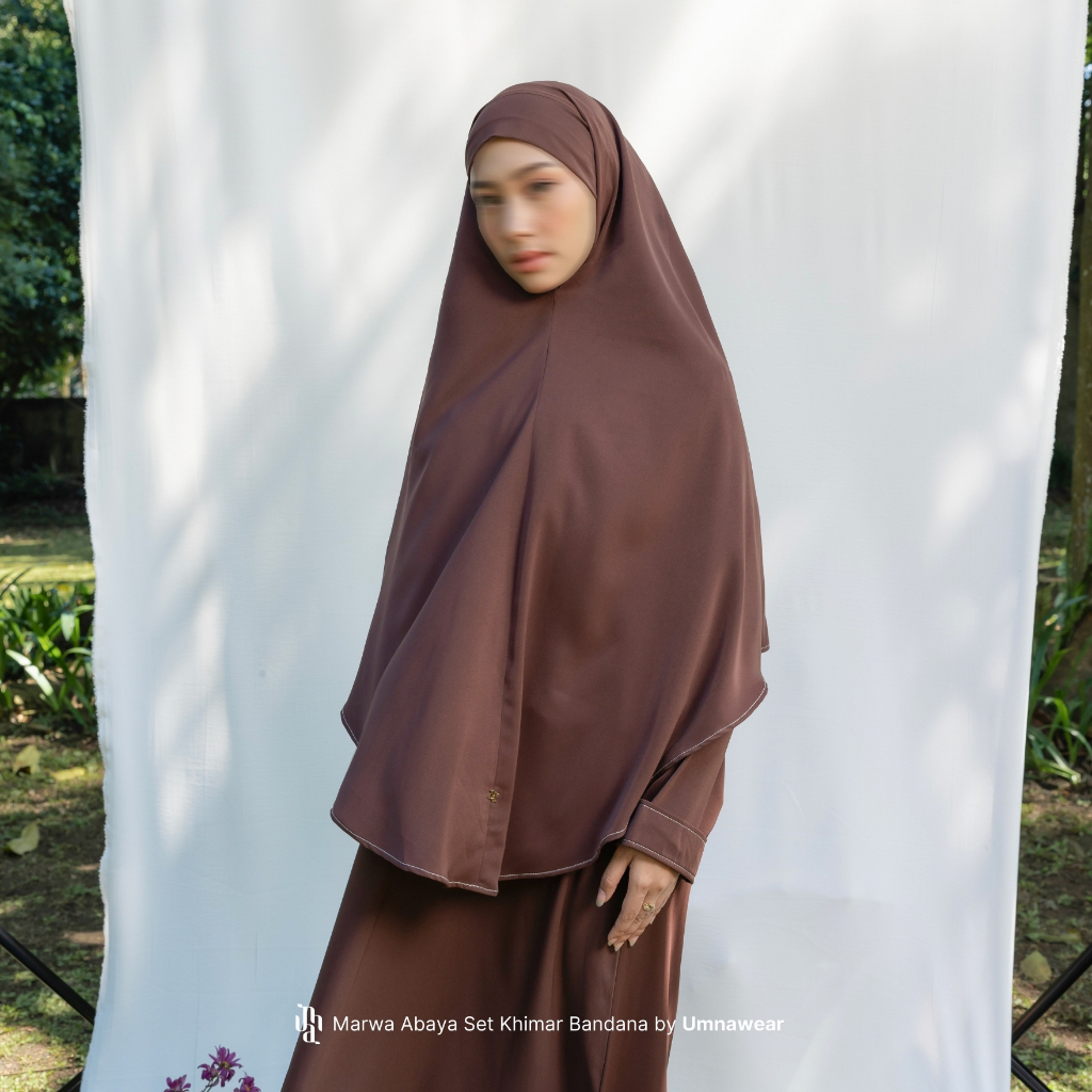 Marwa Gamis Set Khimar Bandana Bahan Poka Terbaru Abaya Hijab Syari Haji Umroh Lebaran By Umnawear