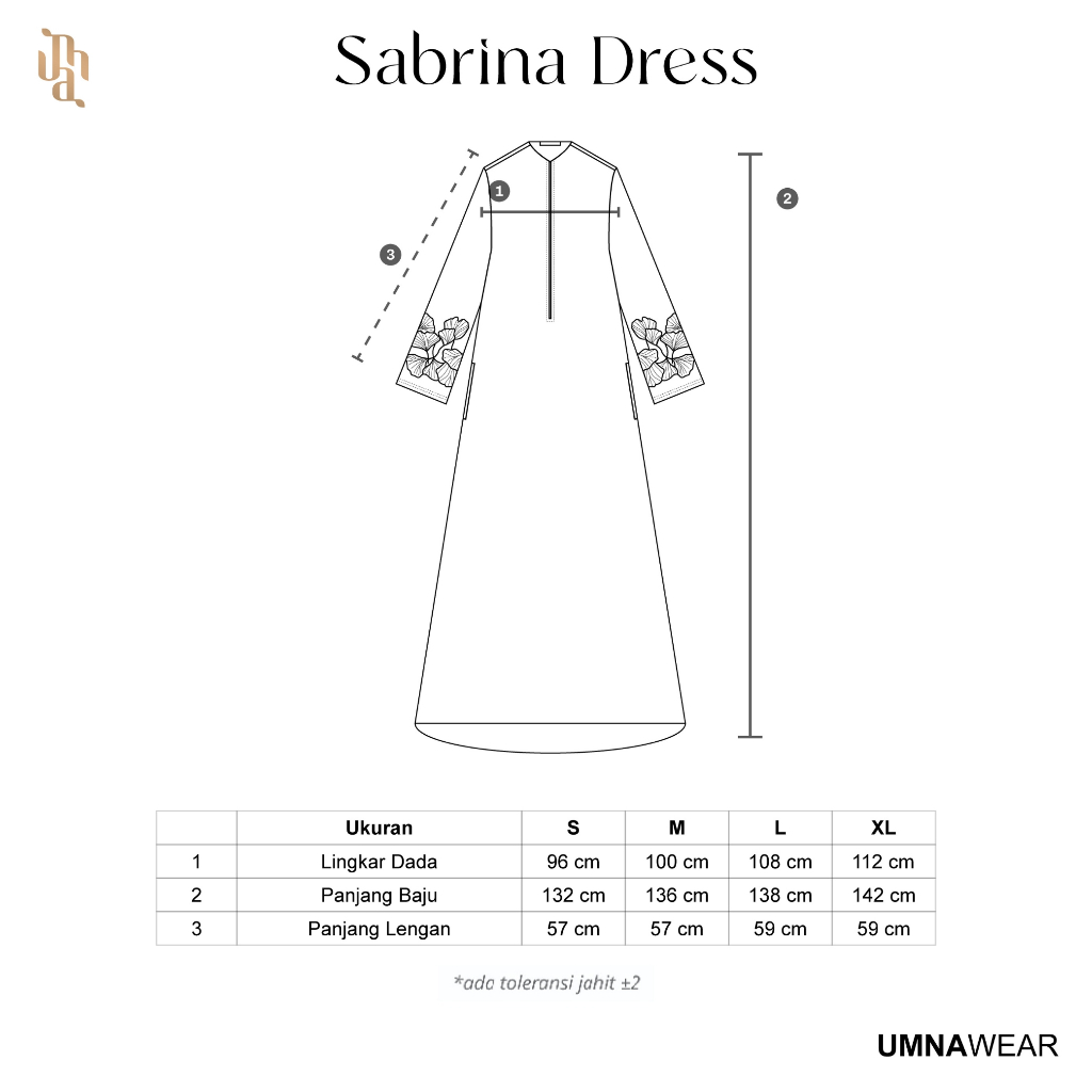 Sabrina Abaya Lengan Bordir Simple Premium Gamis Lebaran Raya Bahan Natail Syari Umroh By Umnawear
