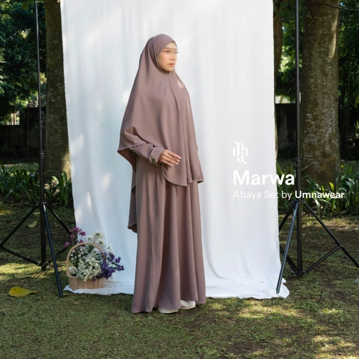 Image of Marwa Gamis Set Khimar Bandana Bahan Poka Terbaru Abaya Hijab Syari Haji Umroh Lebaran By Umnawear