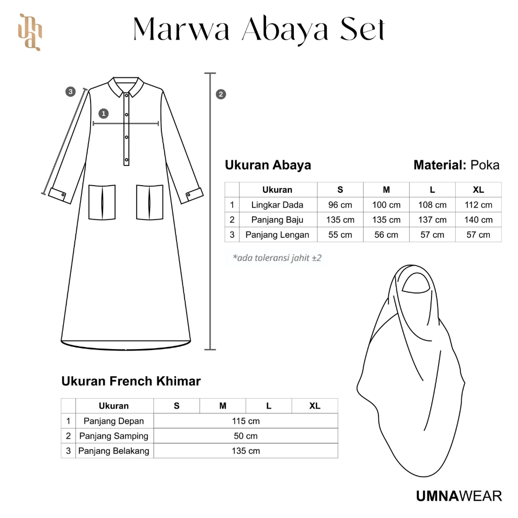 Marwa Gamis Set Khimar Bandana Bahan Poka Terbaru Abaya Hijab Syari Haji Umroh Lebaran By Umnawear
