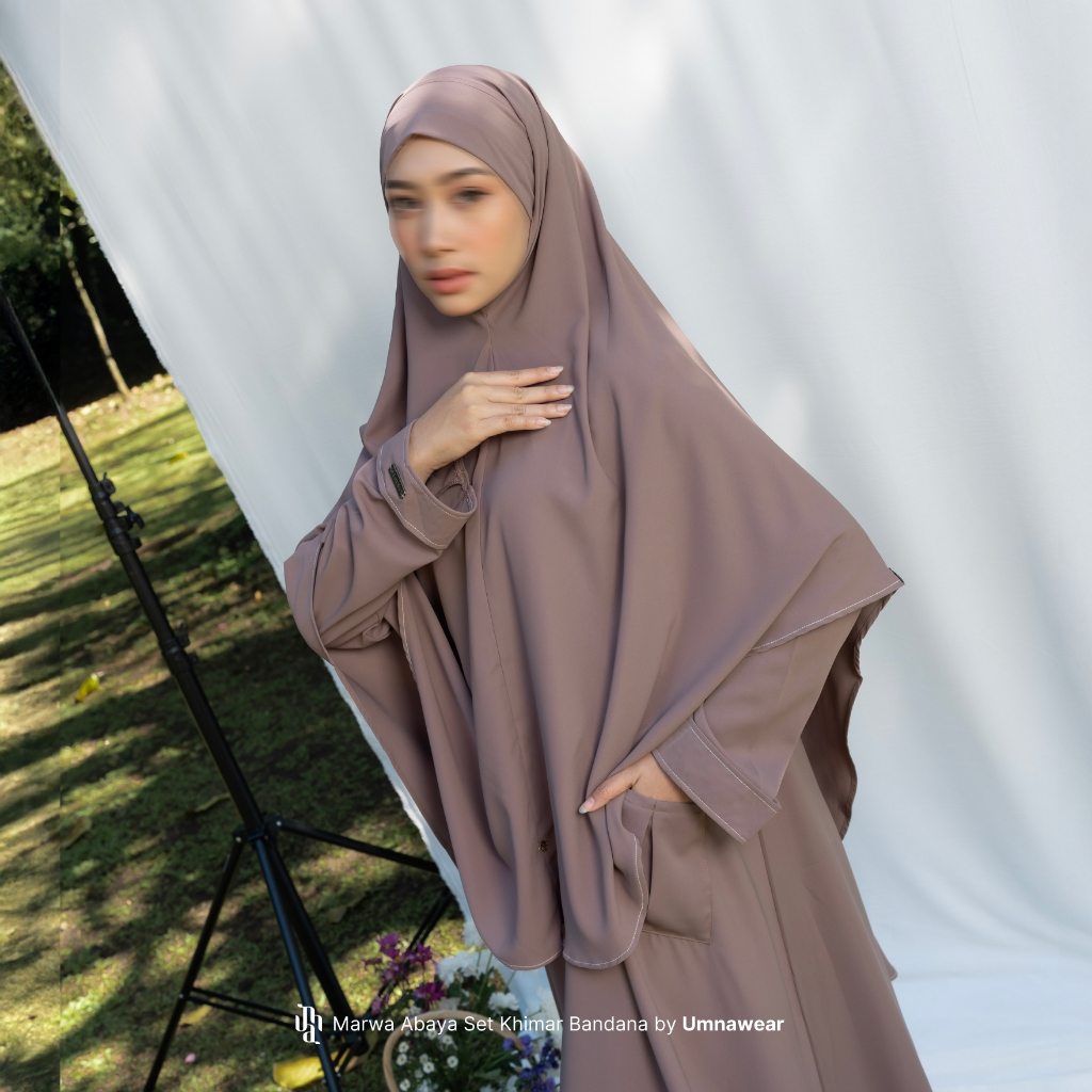 Marwa Gamis Set Khimar Bandana Bahan Poka Terbaru Abaya Hijab Syari Haji Umroh Lebaran By Umnawear