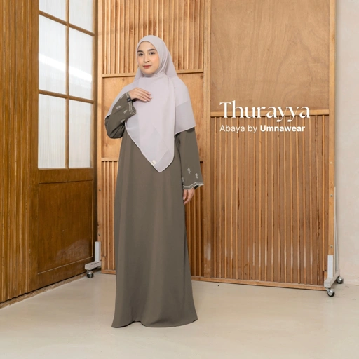 Image of Thurraya Abaya Lengan Bordir Syari Premium Gamis Simple Raya Lebaran Bahan Natail Umroh By Umnawear