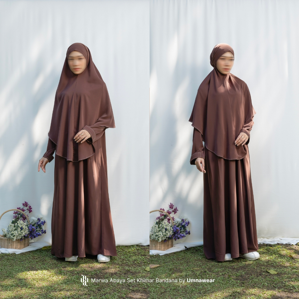 Marwa Gamis Set Khimar Bandana Bahan Poka Terbaru Abaya Hijab Syari Haji Umroh Lebaran By Umnawear