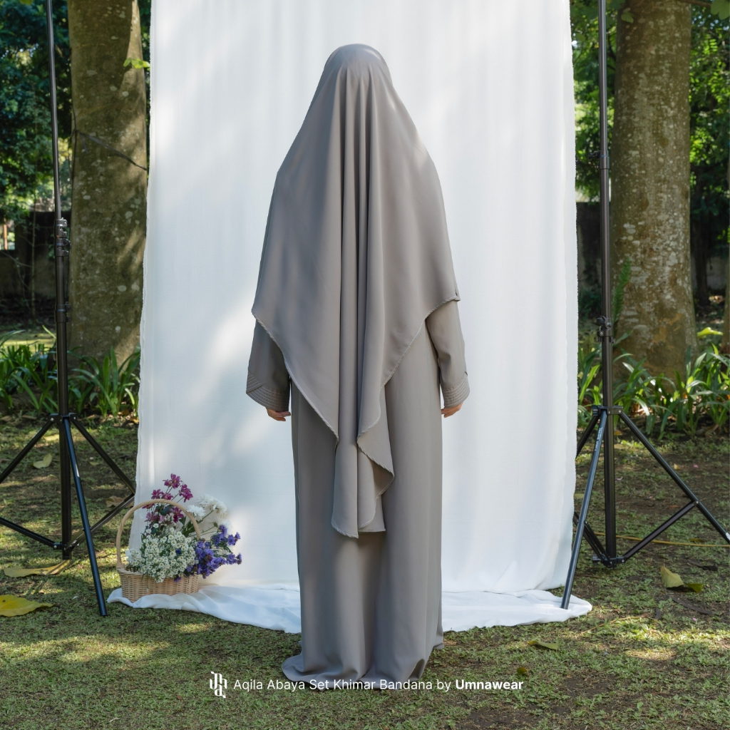 Aqila Abaya Syari Set Khimar Bandana + Cadar Marbella Gamis Terbaru Hijab Umroh Lebaran By Umnawear