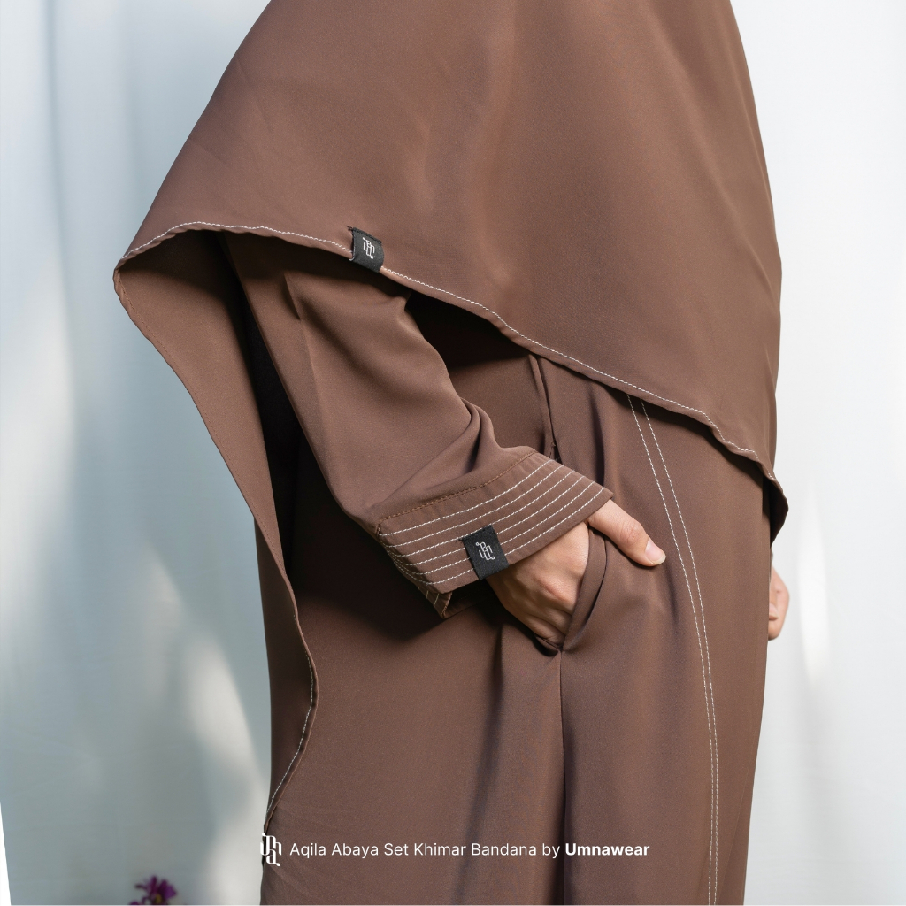 Aqila Abaya Syari Set Khimar Bandana + Cadar Marbella Gamis Terbaru Hijab Umroh Lebaran By Umnawear