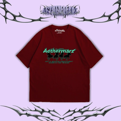Kaos Boxy (Run For Ones) Burgundy Unisex | Aethermarz