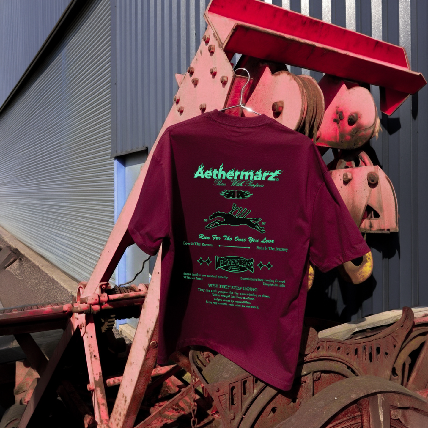 Kaos Boxy (Run For Ones) Burgundy Unisex | Aethermarz