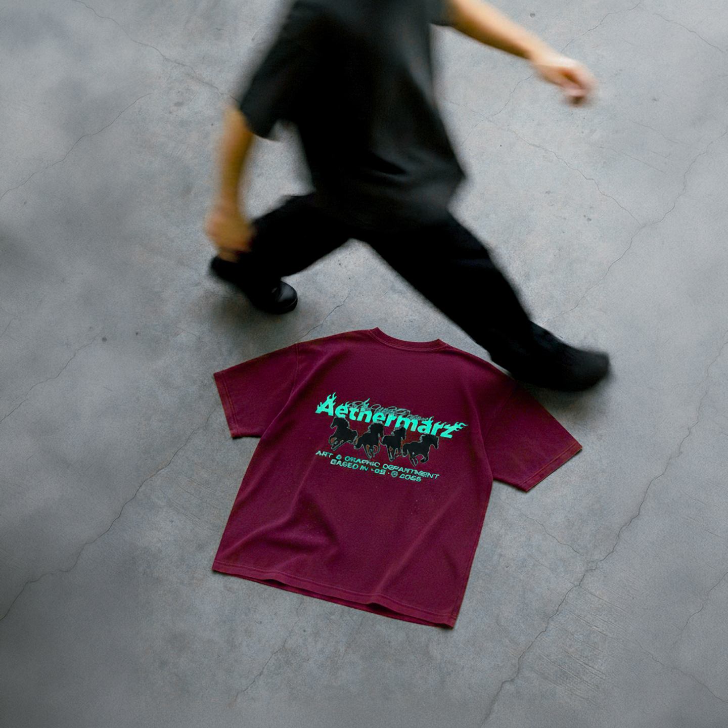 Kaos Boxy (Run For Ones) Burgundy Unisex | Aethermarz