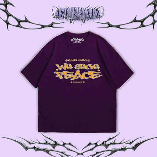 Kaos Boxy (We Serve Peace) Dark Purpple Unisex | Aethermarz